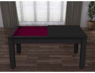 Billard convertible table 6 personnes Texas (Noir grainé et prune (tapis))