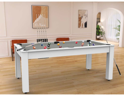 Billard convertible table 8 personnes Arizona (Blanc boisé ; Gris (plateau))