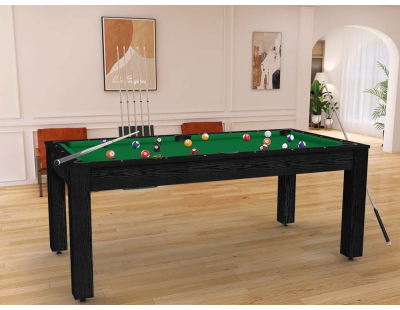 Billard convertible table 8 personnes Arizona (Noir boisé ; Vert (plateau))