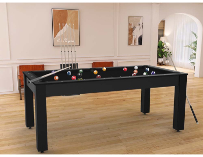 Billard convertible table 8 personnes Arizona (Noir grainé ; Noir (plateau))