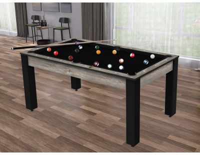 Billard convertible table 6 personnes Texas + plateaux dinatoires + pack accessoires Confort (Industriel et noir (tapis))