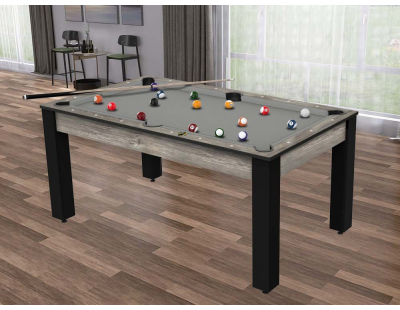 Billard convertible table 6 personnes Texas + plateaux dinatoires + pack accessoires Confort (Industriel et gris (tapis))