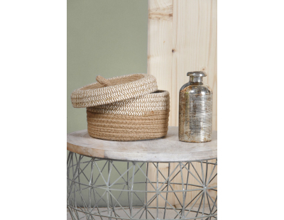 Boite en jute naturelle et blanche (Lot de 2)