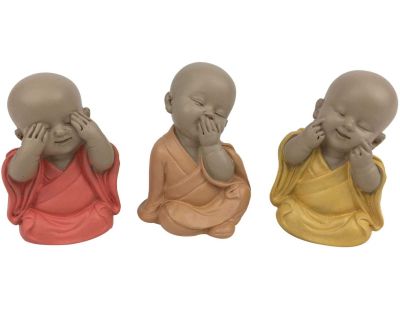 Bouddha décoratif voit entend et parle Pastel (Lot de 3)