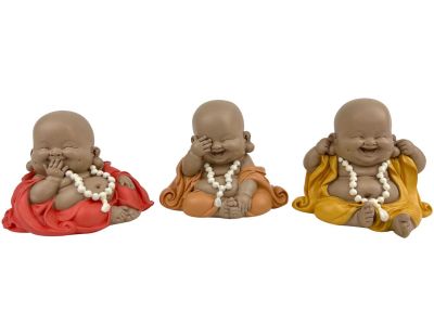 Bouddha décoratif voit entend et parle rieurs (Lot de 3)