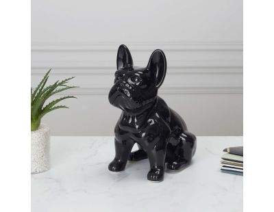 Bouledogue en céramique assis 30 cm (Noir)