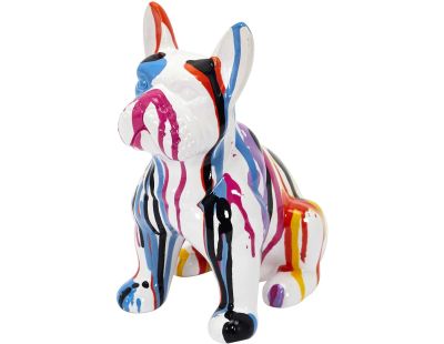 Bouledogue en céramique assis 20 cm (Multicolore)