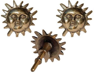 Bouton de porte en laiton recyclé Soleil (Lot de 3)