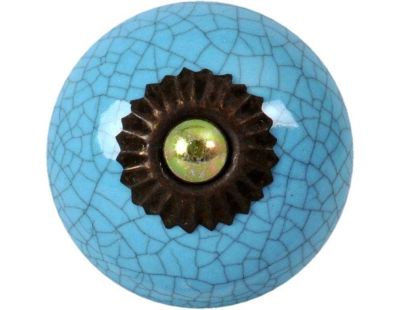 Bouton de porte rond effet craquelé bleu (Lot de 2)