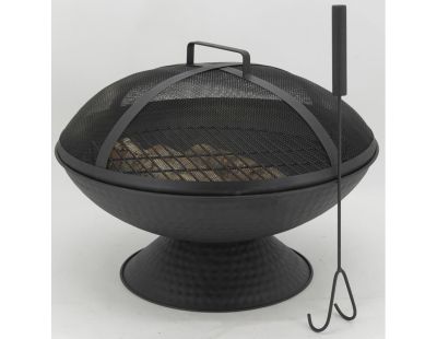 Brasero avec grille + couvercle en métal noir