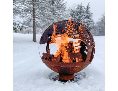 Brasero rond en métal rouillé (Forêt)