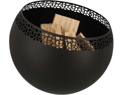 Brasero sphère design en métal (Noir - ajouré pois)