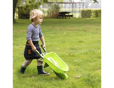 Brouette enfant en plastique vert bi-ton