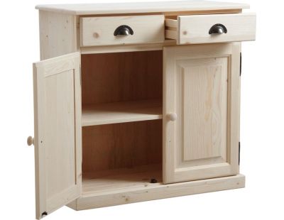 Buffet en bois brut 2 portes 2 tiroirs