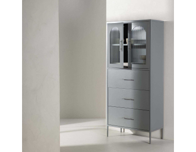 Buffet haut 2 portes et 3 tiroirs La Paz (Gris clair)