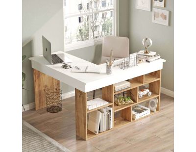 Bureau d'angle en aggloméré Clic (Pin et blanc )