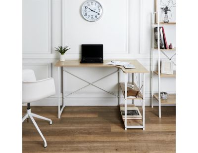 Bureau d'angle en bois et métal Job (Blanc)