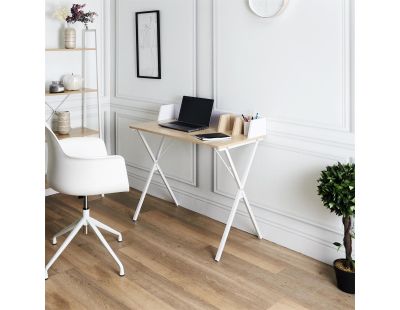 Bureau en bois et métal Brice (Blanc)