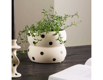 Cache pot Dapne 16*16*13cm (Blanc et noir)