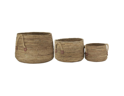 Cache-pots boules en abaca (lot de 3)