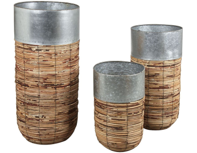 Cache-pots haut en rotin Paolo (Lot de 3)