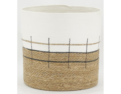 Cache-pots en jonc naturel et blanc (lot de 4)