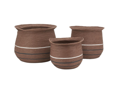 Cache-pots en jonc marron (lot de 3)