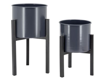 Cache-pots en métal noir Graph (Lot de 2)