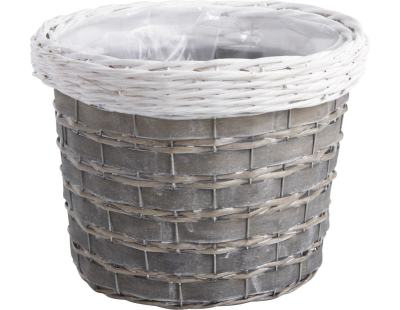 Cache-pots en osier gris et blanc (lot de 3)