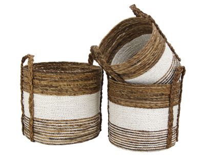 Cache-pots en raphia (Lot de 3) (Naturel)