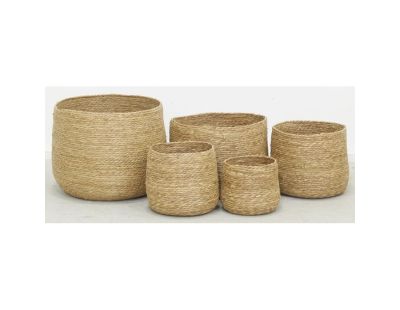 Cache-pots ronds en jonc (lot de 5)