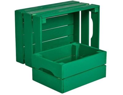 Caisse de rangement en pin grand modèle 46 x 31 x 25 cm (Vert)