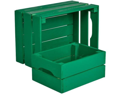 Caisse de rangement en pin petit modèle 31 x 23 x 15 cm (Vert menthe)