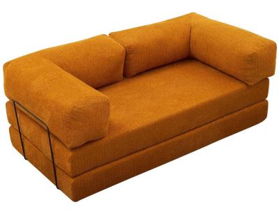 Canapé chauffeuse 3 places en chenille Comfort (Orange)