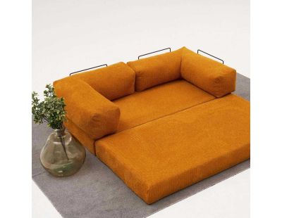 Canapé chauffeuse 3 places en chenille Comfort (Orange)