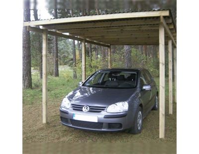 Carport en bois et panneaux ondulés 3x5 m Budget