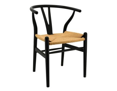 Chaise en bouleau laqué noir et papier cordé