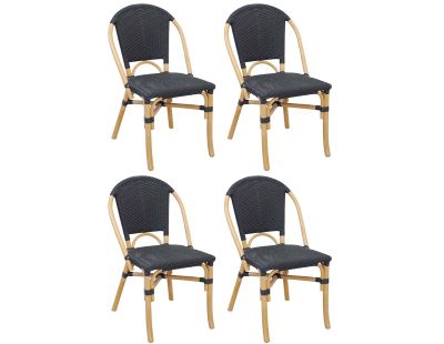 Chaise d'extérieur en rotin et résine (Lot de 4) (Noir)