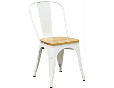 Chaise industrielle en métal et bois d'orme huilé (Lot de 4) (Blanc)