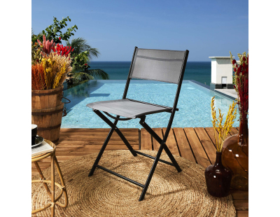 Chaise de jardin pliable en acier Elba (Gris)