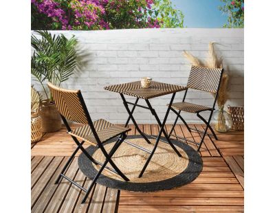 Chaise de jardin pliable assise et dossier tressé