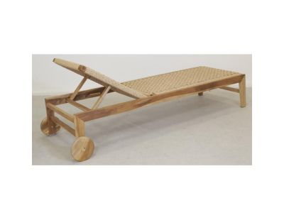 Chaise bain de soleil en teck et cannage synthétique BAIA (Droit)