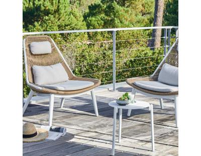 Chaise lounge de jardin en aluminium et tressage Como