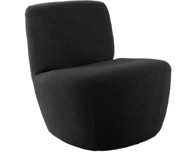 Chaise lounge en tissu bouclette Ada (Noir)