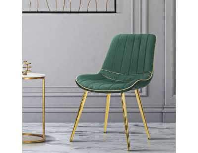 Chaise en métal et tissu Paris (Lot de 2) (Vert et doré)