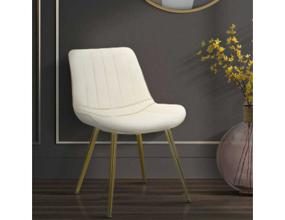 Chaise en métal et tissu Paris (Lot de 2) (Crème et doré)