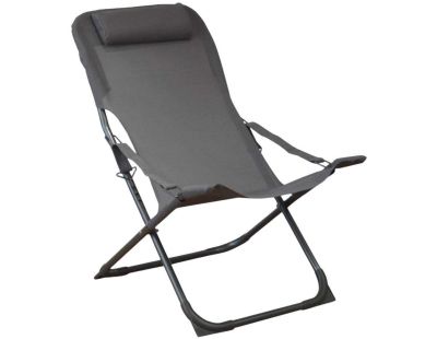 Chaise relax en acier et toile Easy (Gris)