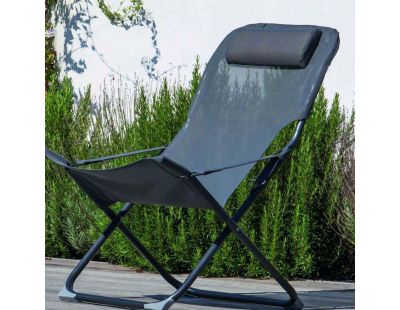 Chaise relax en acier et toile Easy (Gris)