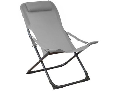 Chaise relax en acier et toile Easy (Perle)