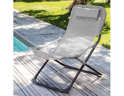 Chaise relax en acier et toile Easy (Perle)